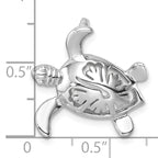Sterling Silver Rhodium-Plated Polished Flower Back Turtle Chain Slide