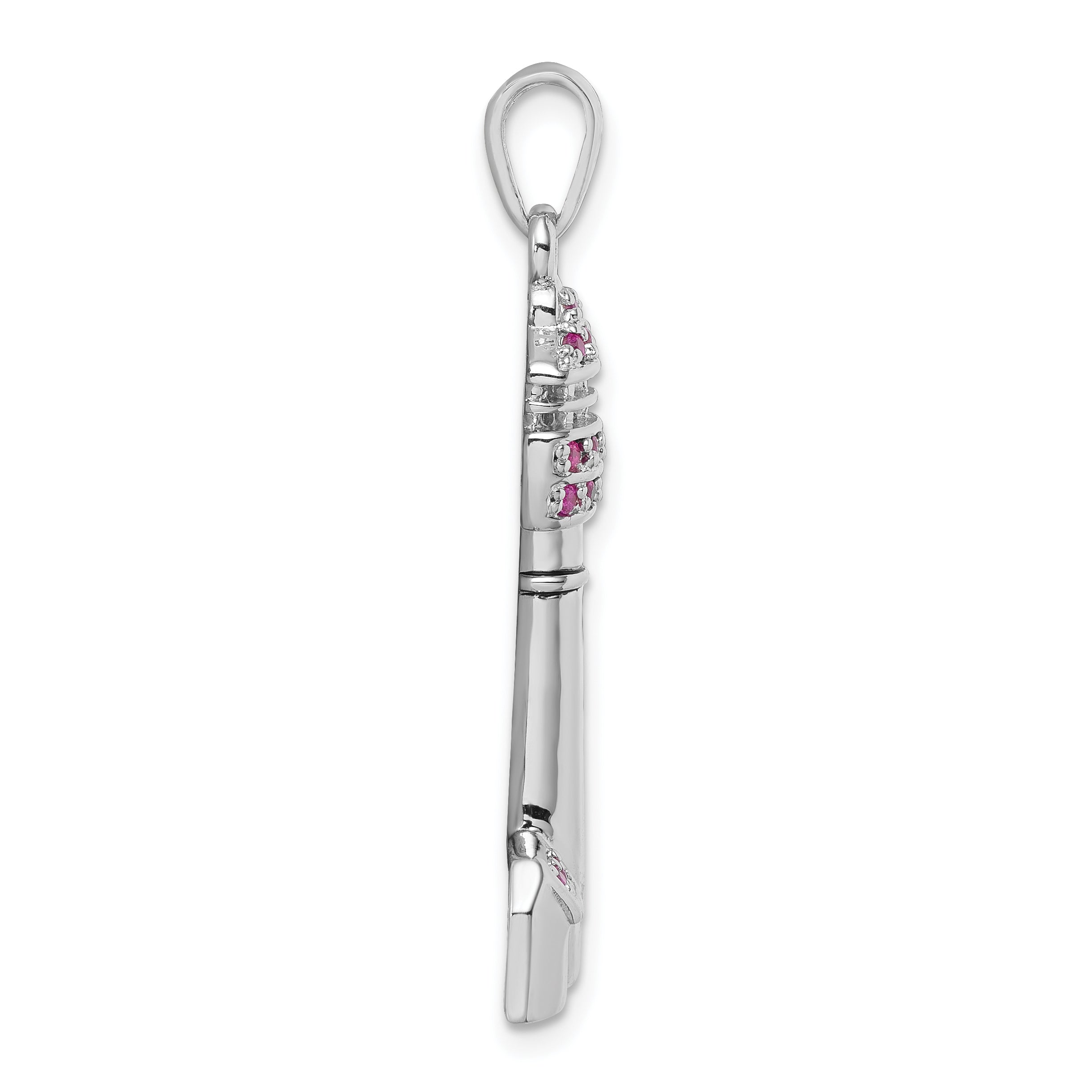 Sterling Silver Rhodium-Plated Polished CZ Cape May Lighthouse Pendant Secondary image