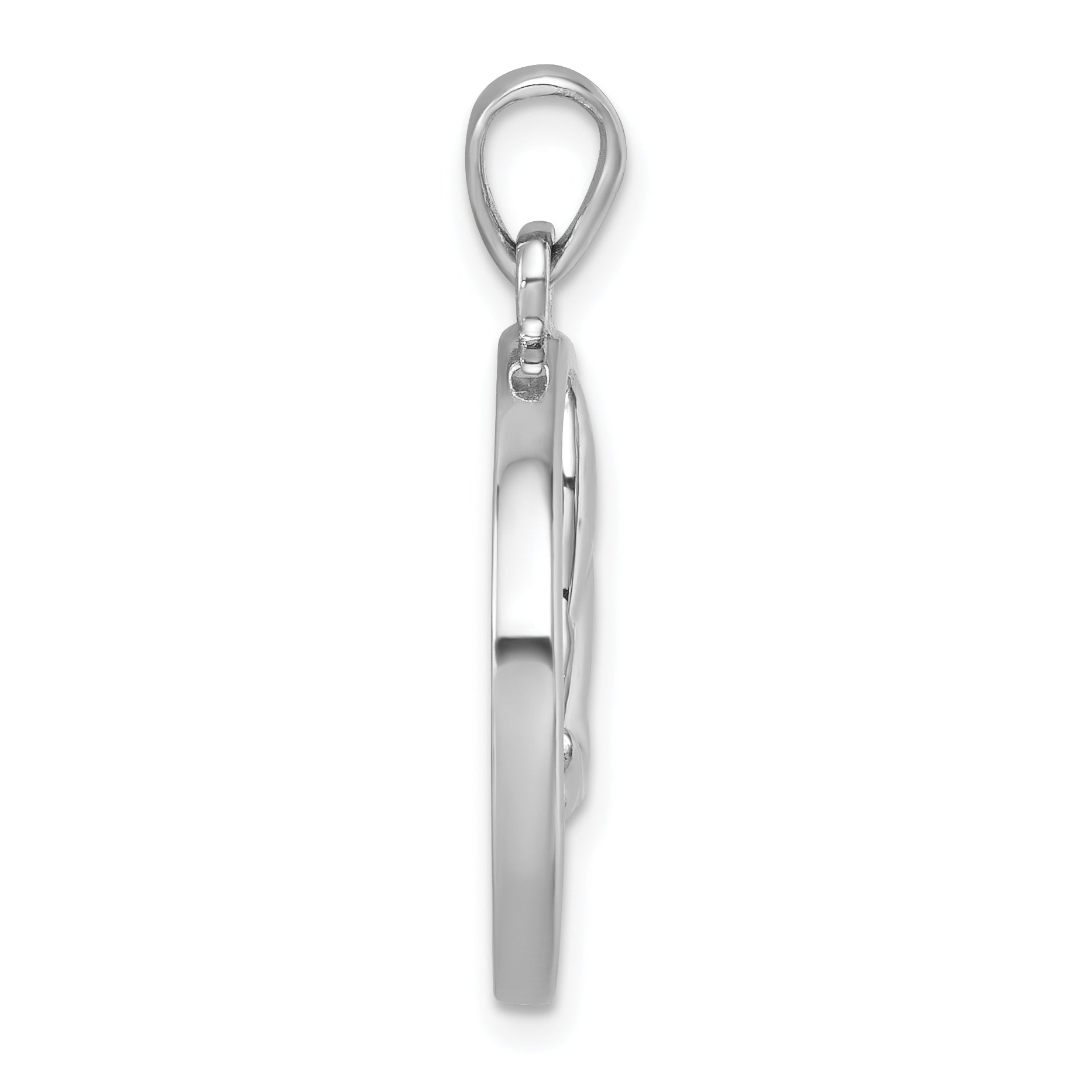 Sterling Silver Rhodium-Plated Polished Blue Aventurine Ocean Whale's Tail Pendant Secondary image