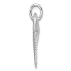 Sterling Silver Rhodium-Plated Brushed and Polished Great White Shark Tooth Pendant