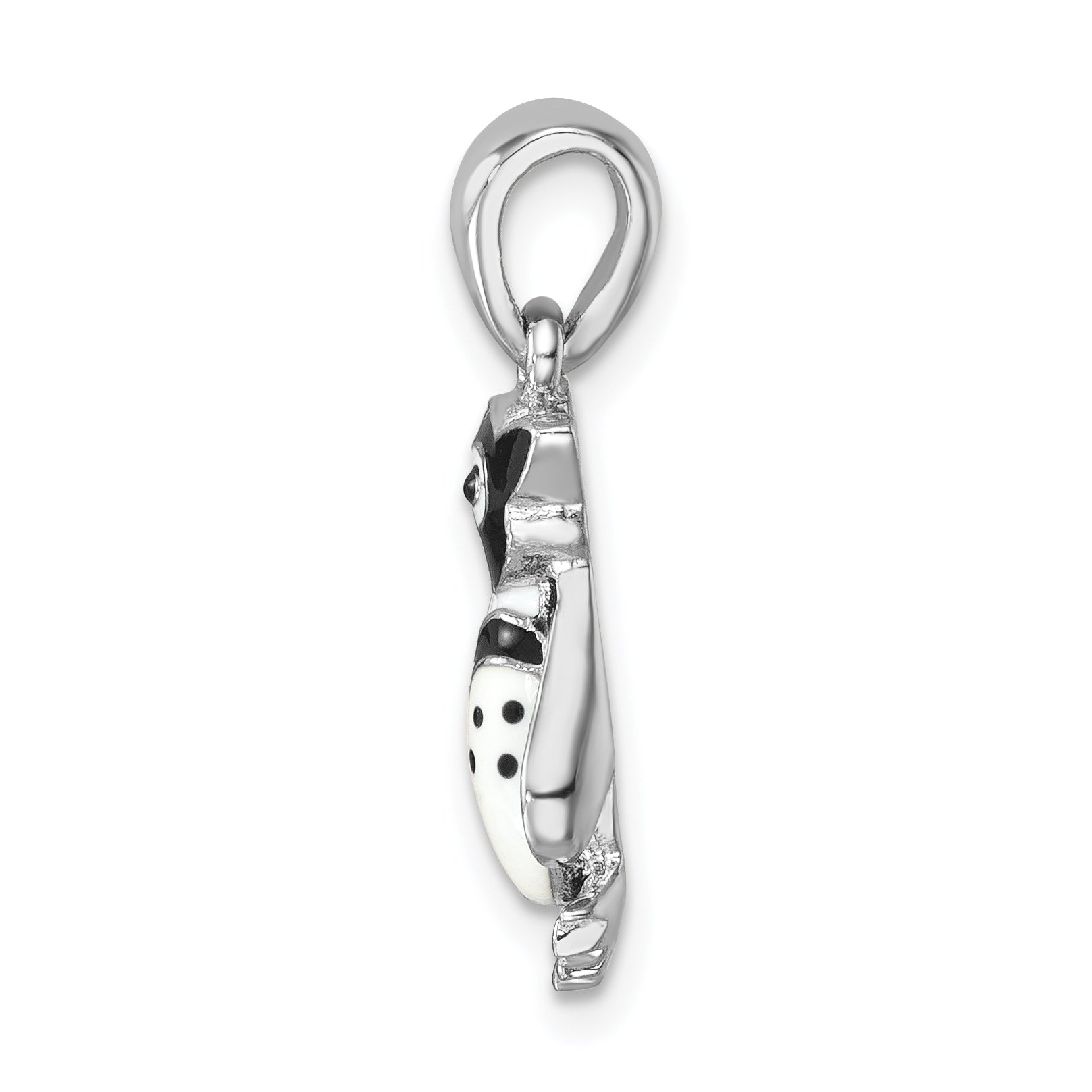 Sterling Silver Rhodium-plated Polished Enamel Penguin Pendant Secondary image