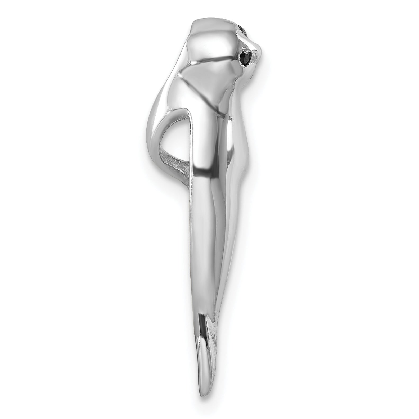 Sterling Silver Rhodium-plated Polished CZ Eye Harbor Seal Pendant Secondary image