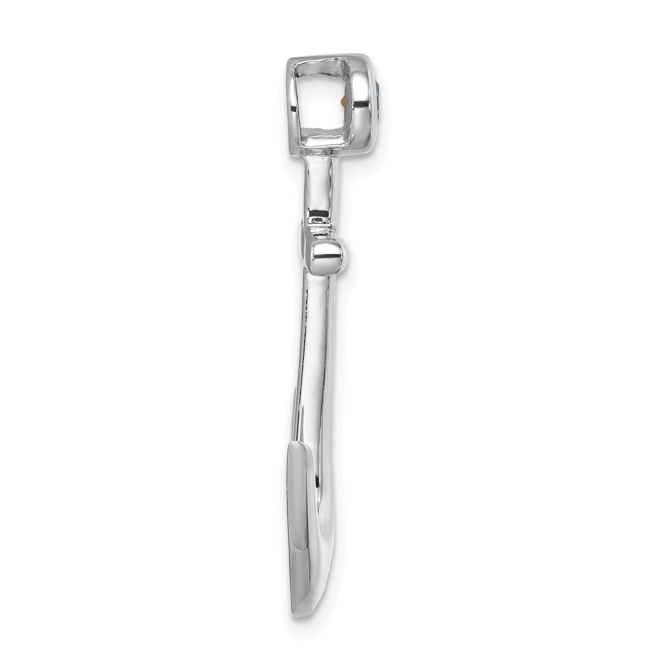 Sterling Silver Rhodium-Plated Polished Crystal Anchor Chain Slide