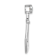 Sterling Silver Rhodium-Plated Polished Crystal Anchor Chain Slide