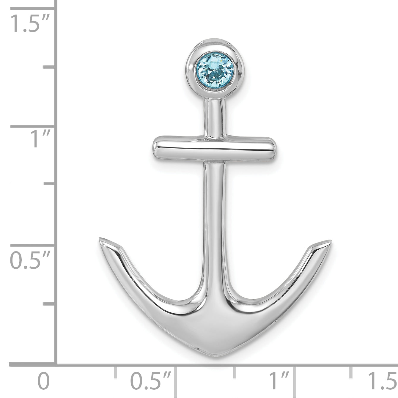Sterling Silver Rhodium-Plated Polished Crystal Anchor Chain Slide