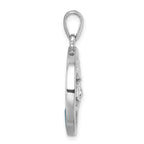 Sterling Silver Rhodium-plated Polished Round Blue Agate Double Dolphin Pendant