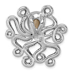 Sterling Silver Rhodium-plated Polished Blue Crystal Octopus Chain Slide