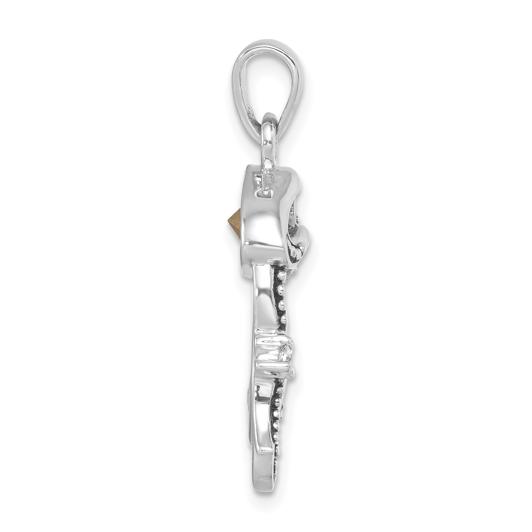 Sterling Silver Rhodium-plated Polished Crystal and CZ Jelly Fish Pendant Secondary image