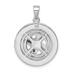 Sterling Silver Rhodium-Plated Polished Moveable Crystal Compass Pendant