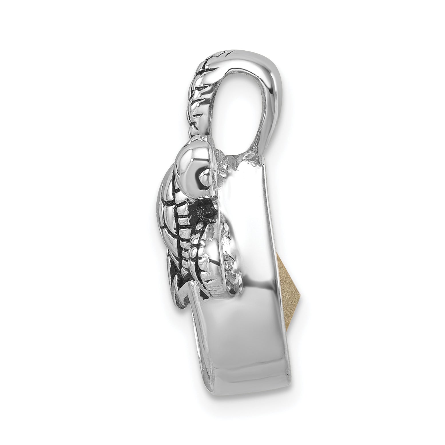 Sterling Silver Rhodium-Plated Antiqued Crystal Hatching Turtle Pendant Secondary image