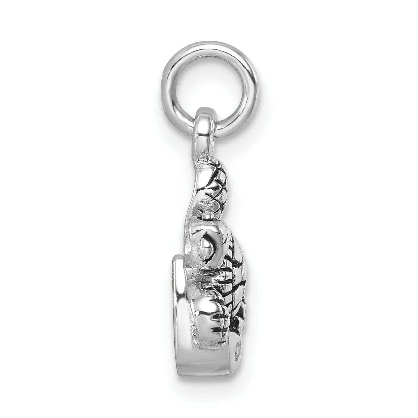 Sterling Silver Rhodium-Plated Antiqued Crystal Hatching Turtle Pendant Secondary image