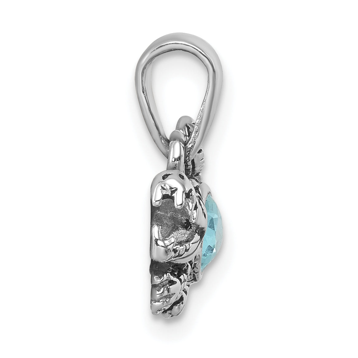 Sterling Silver Rhodium-plated Antiqued Crystal Inlay Alligator Pendant Secondary image