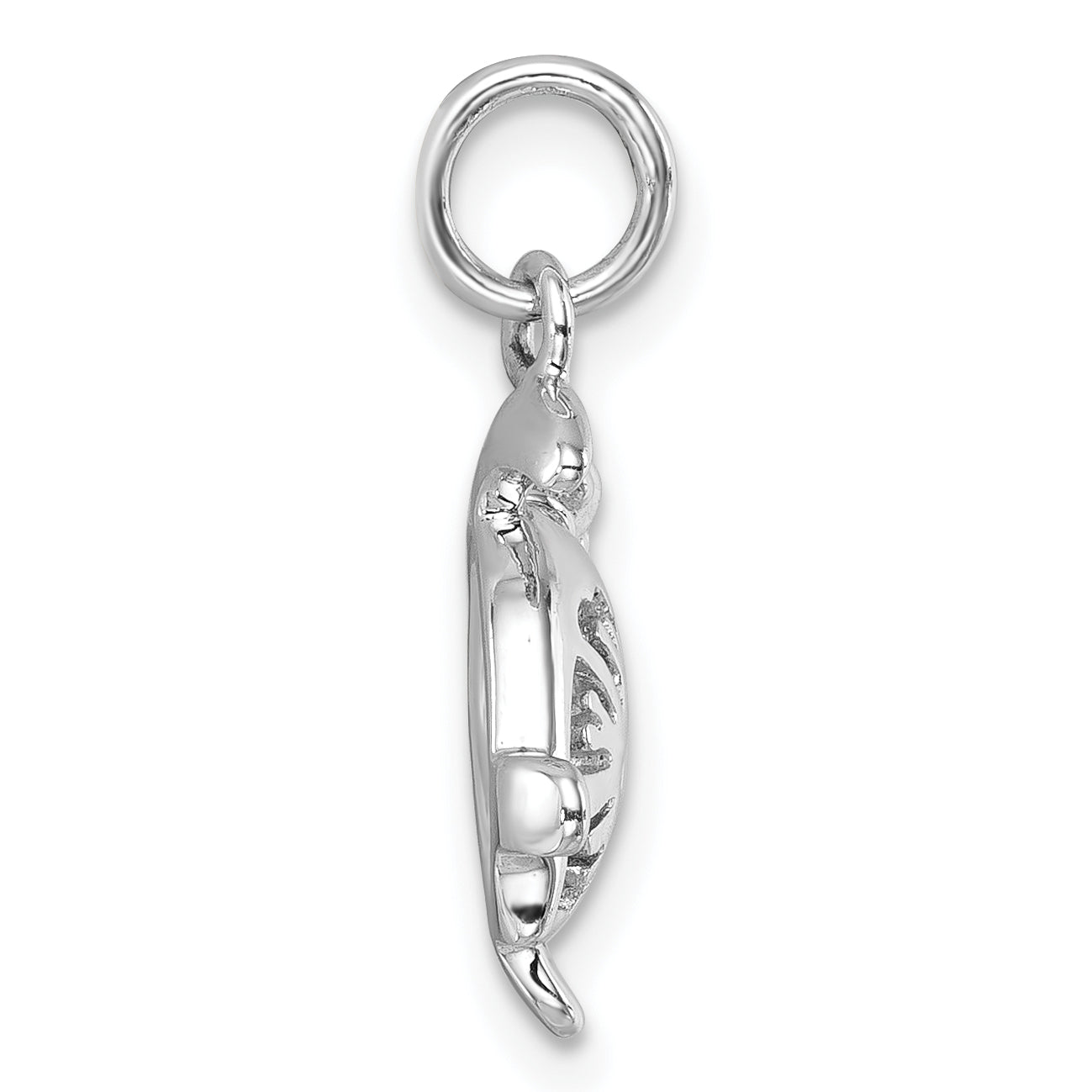 Sterling Silver Rhodium-Plated Tiny Turtle with Flower Back Pendant Secondary image