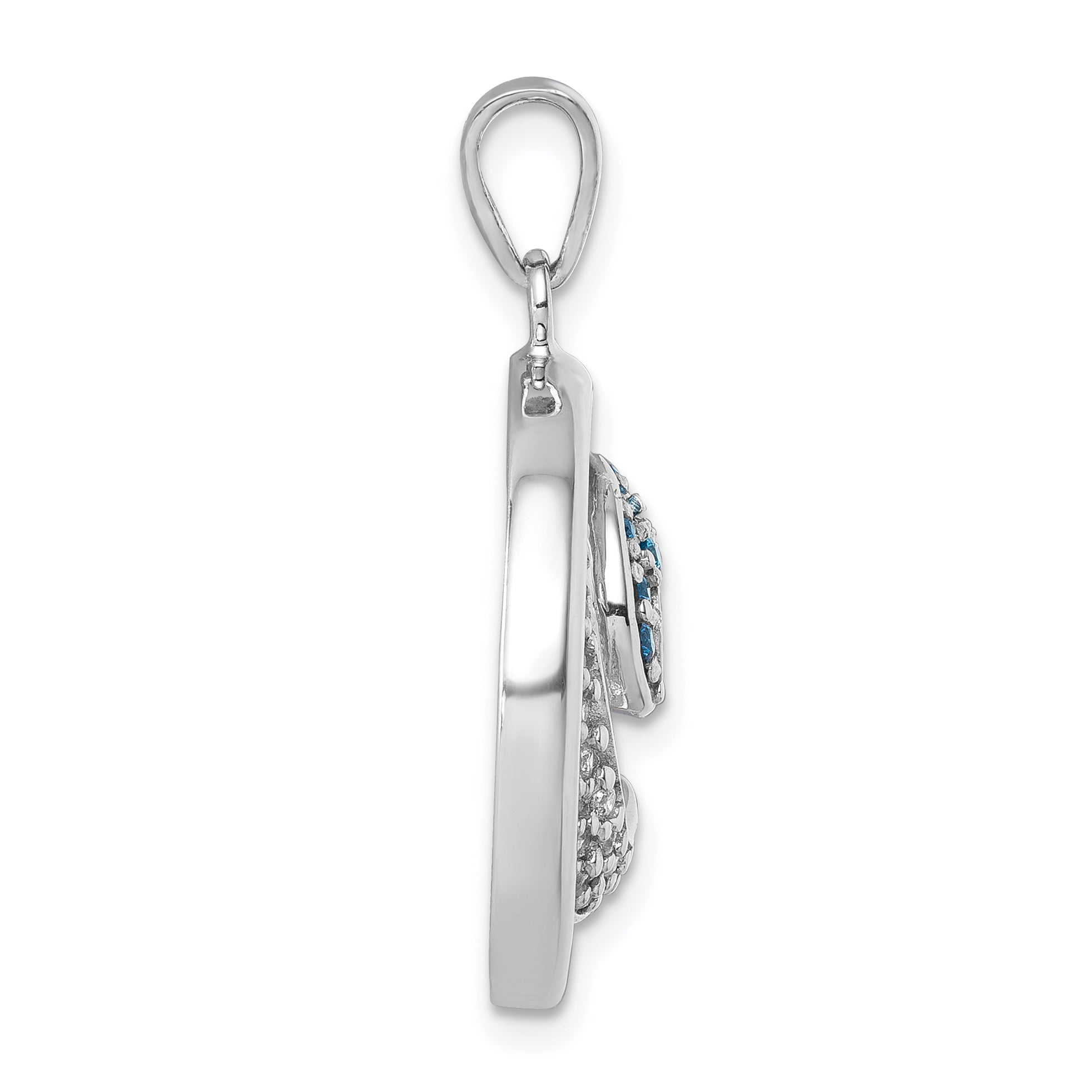 Sterling Silver Rhodium-Plated Polished CZ Wave Pendant Secondary image