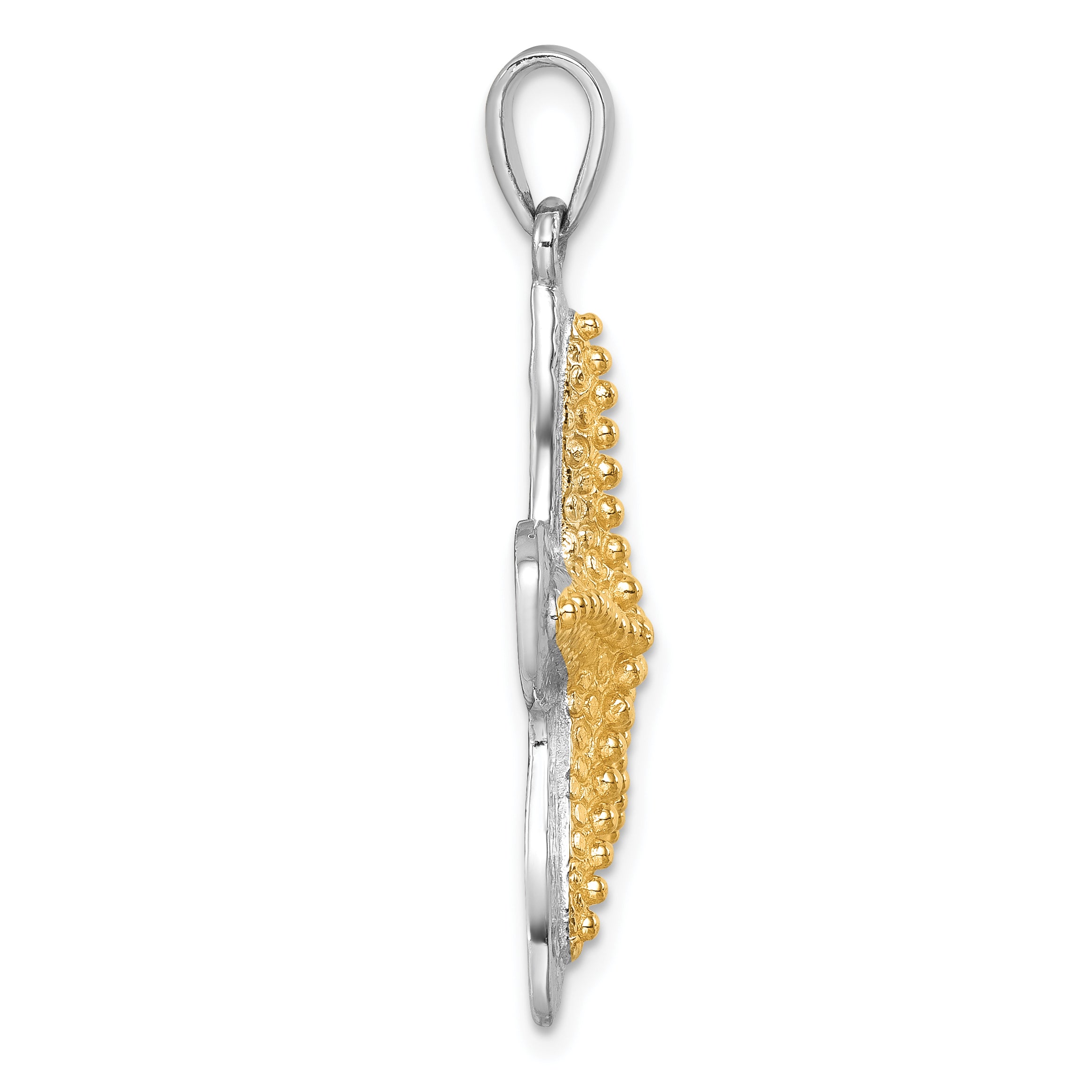 Sterling Silver Rhodium-plated Polished Gold-tone Star Fish Pendant Secondary image