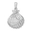 Sterling Silver Rhodium-plated Polished CZ Scallop Shell Pendant