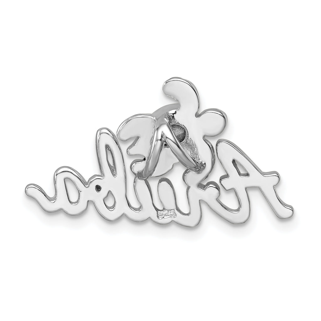 Sterling Silver Rhodium-Plated Blue Crystal Turtle Aruba Pendant