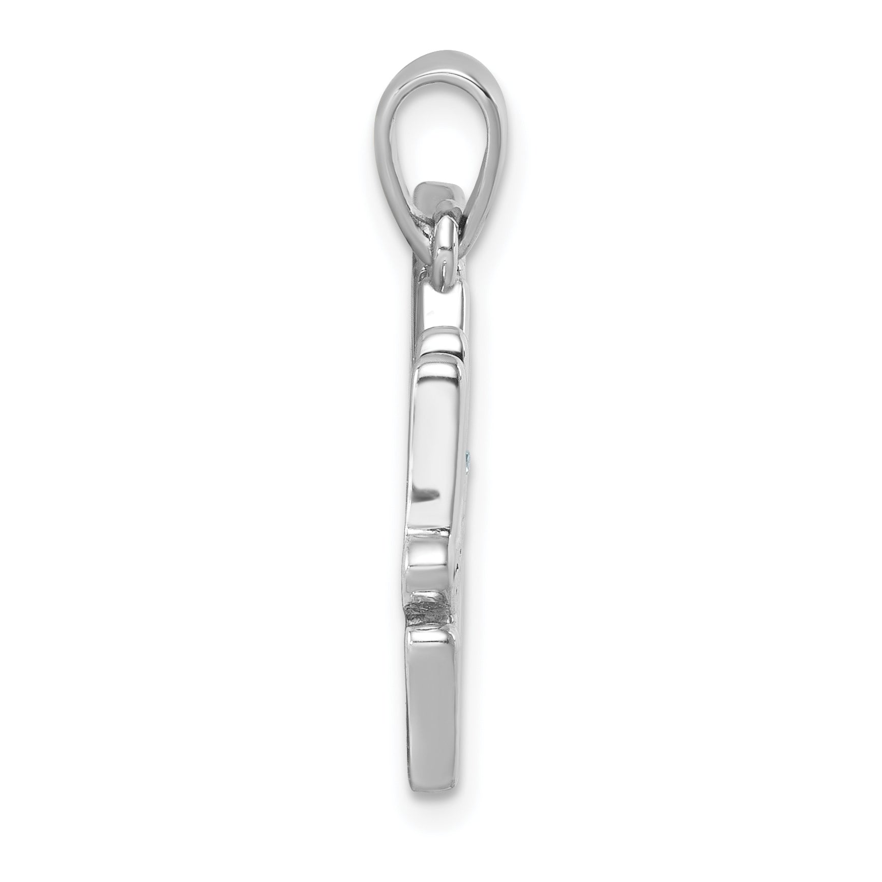 Sterling Silver Rhodium-Plated Polished 'Make Waves' with Crystal Pendant Secondary image