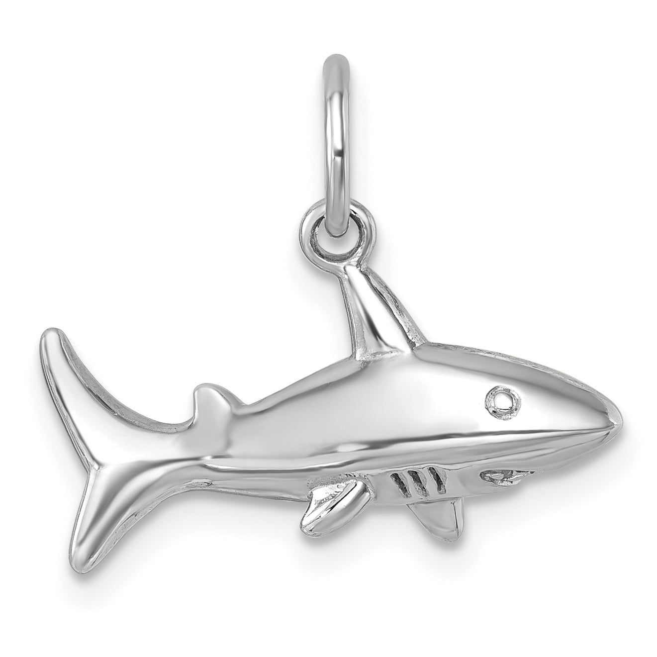 Sterling Silver Rhodium-Plated Polished Shark Pendant Main image