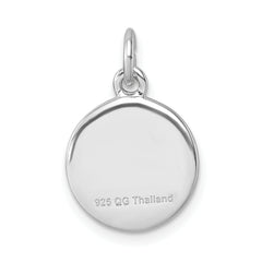 Sterling Silver Rhodium-Plated 'Ti' Round Charm