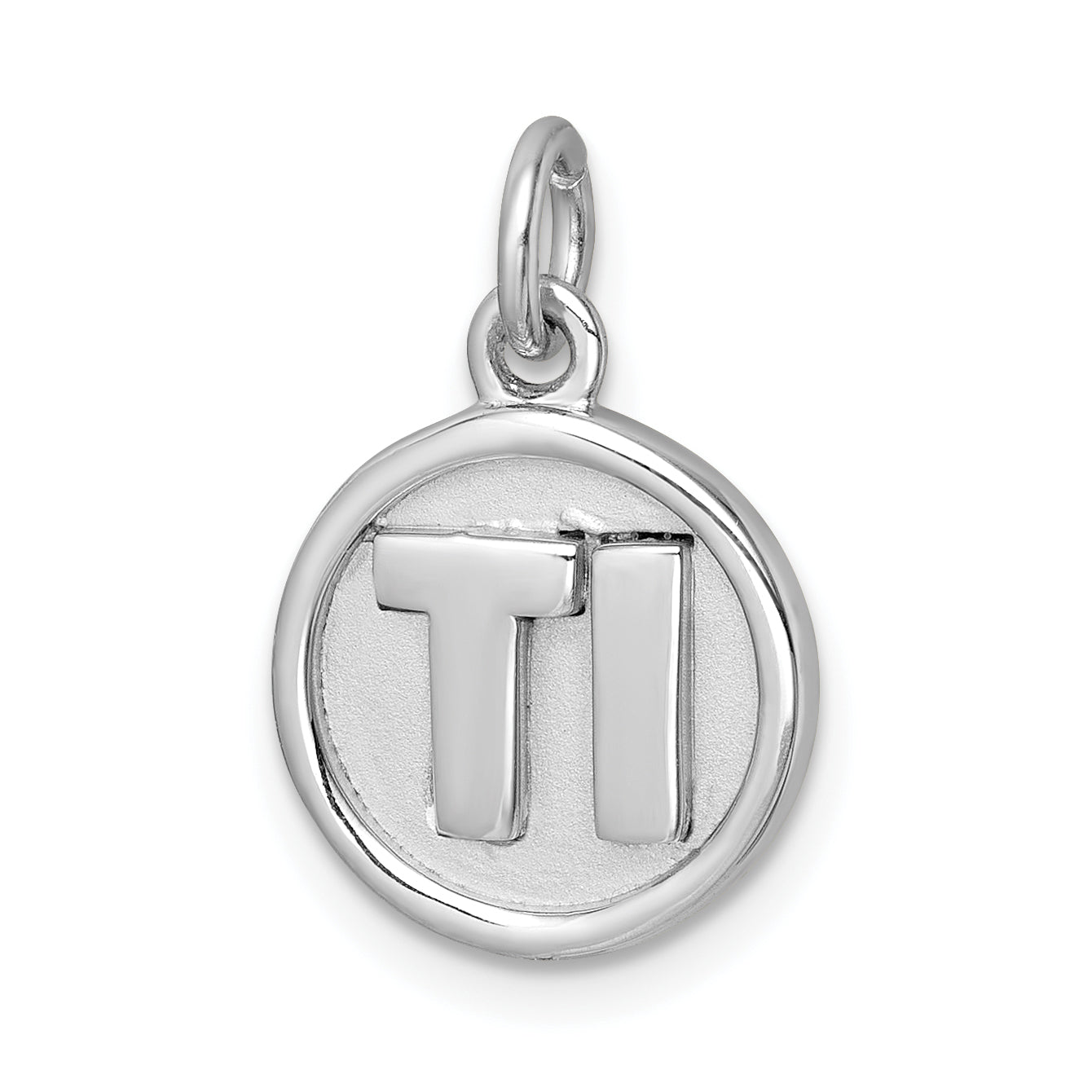 Sterling Silver Rhodium-Plated 'Ti' Round Charm