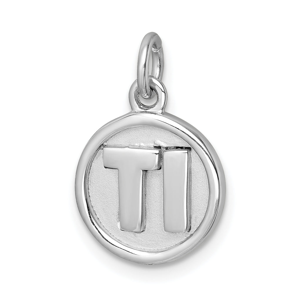 Sterling Silver Rhodium-Plated 'Ti' Round Charm