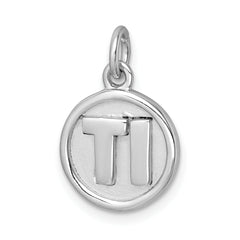 Sterling Silver Rhodium-Plated 'Ti' Round Charm