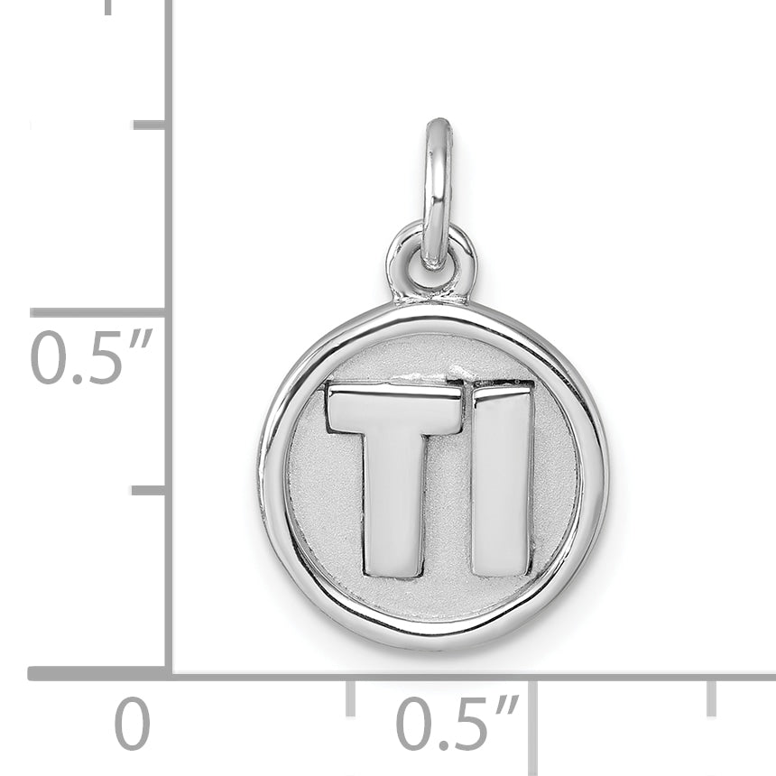 Sterling Silver Rhodium-Plated 'Ti' Round Charm
