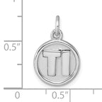 Sterling Silver Rhodium-Plated 'Ti' Round Charm