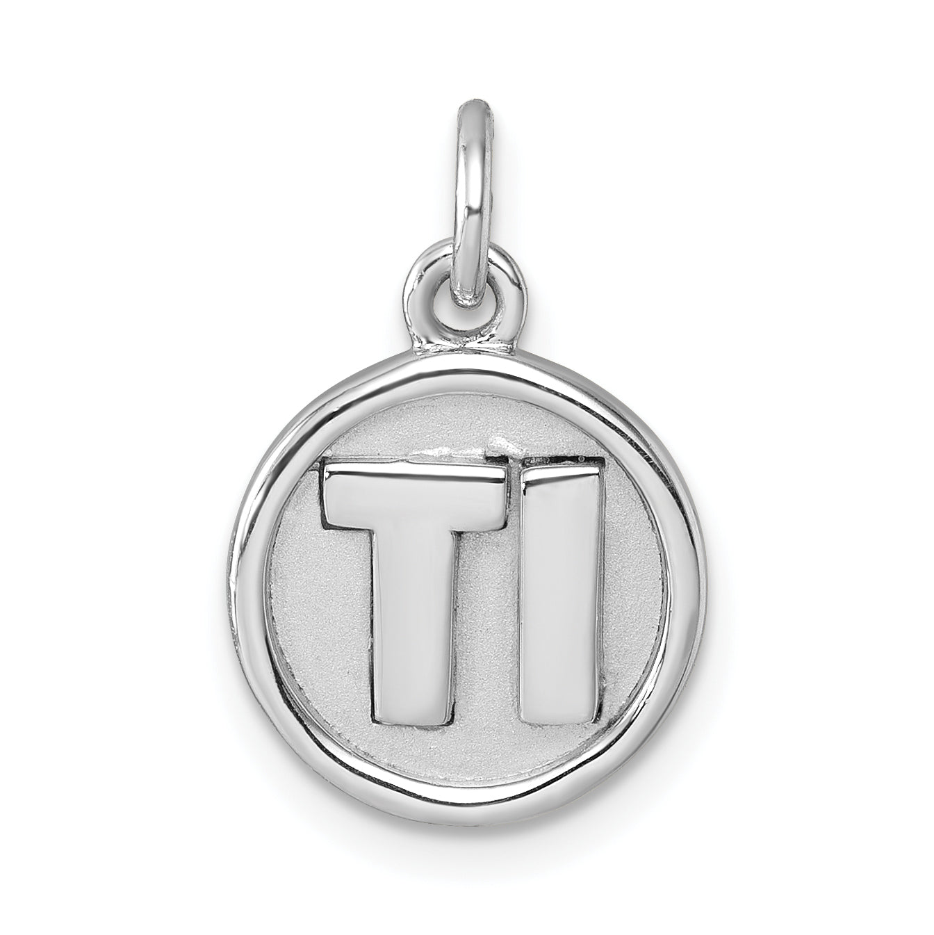 Sterling Silver Rhodium-Plated 'Ti' Round Charm