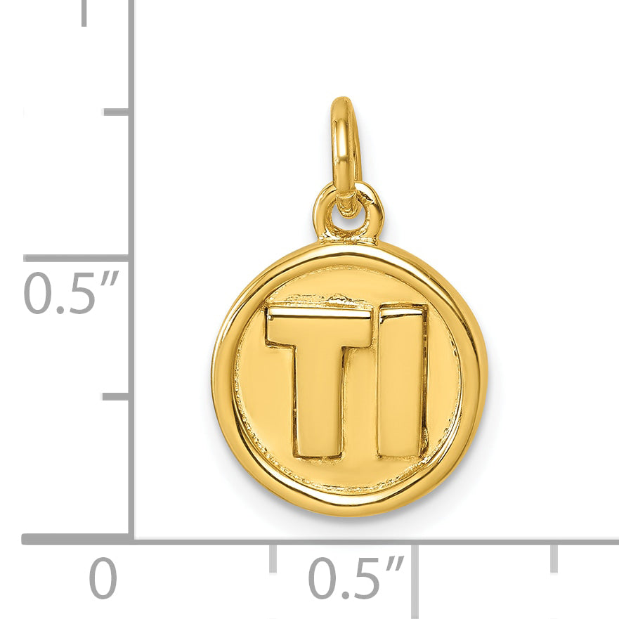 Sterling Silver Vermeil 'Ti' Round Charm