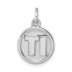 Sterling Silver Rhodium-Plated 'Ti' Round Charm