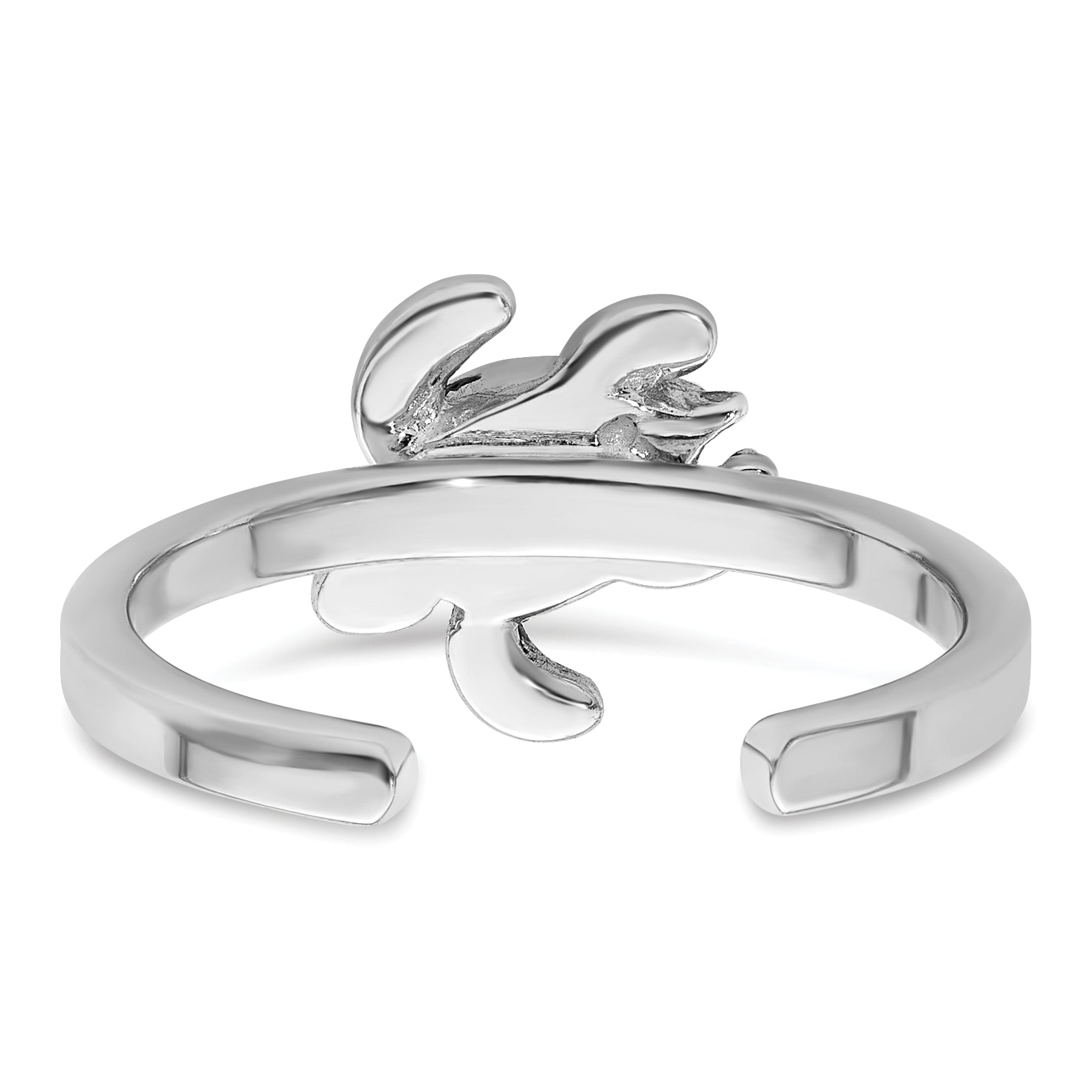 Sterling Silver Rhodium-plated Antiqued Adjustable Turtle Crystal Inlay Ring