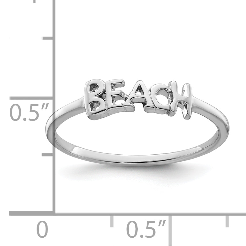 Sterling Silver Rhodium-plated Polished BEACH Ring