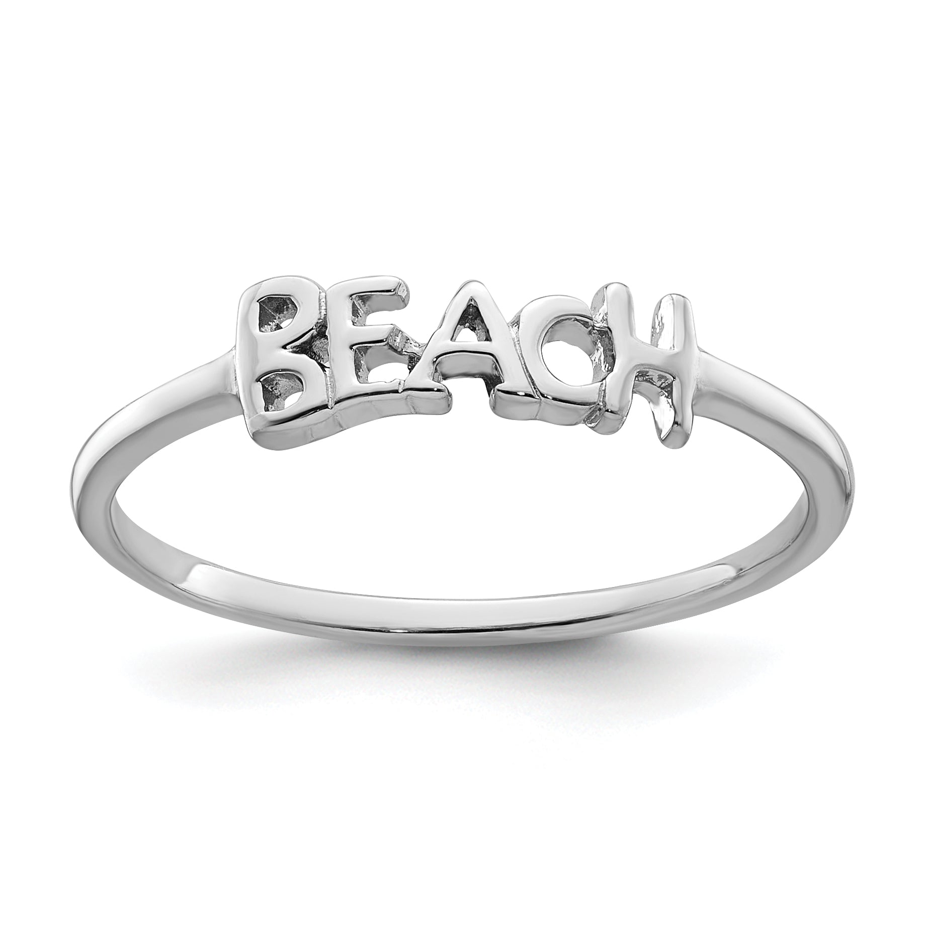 Sterling Silver Rhodium-plated Polished BEACH Ring Main image