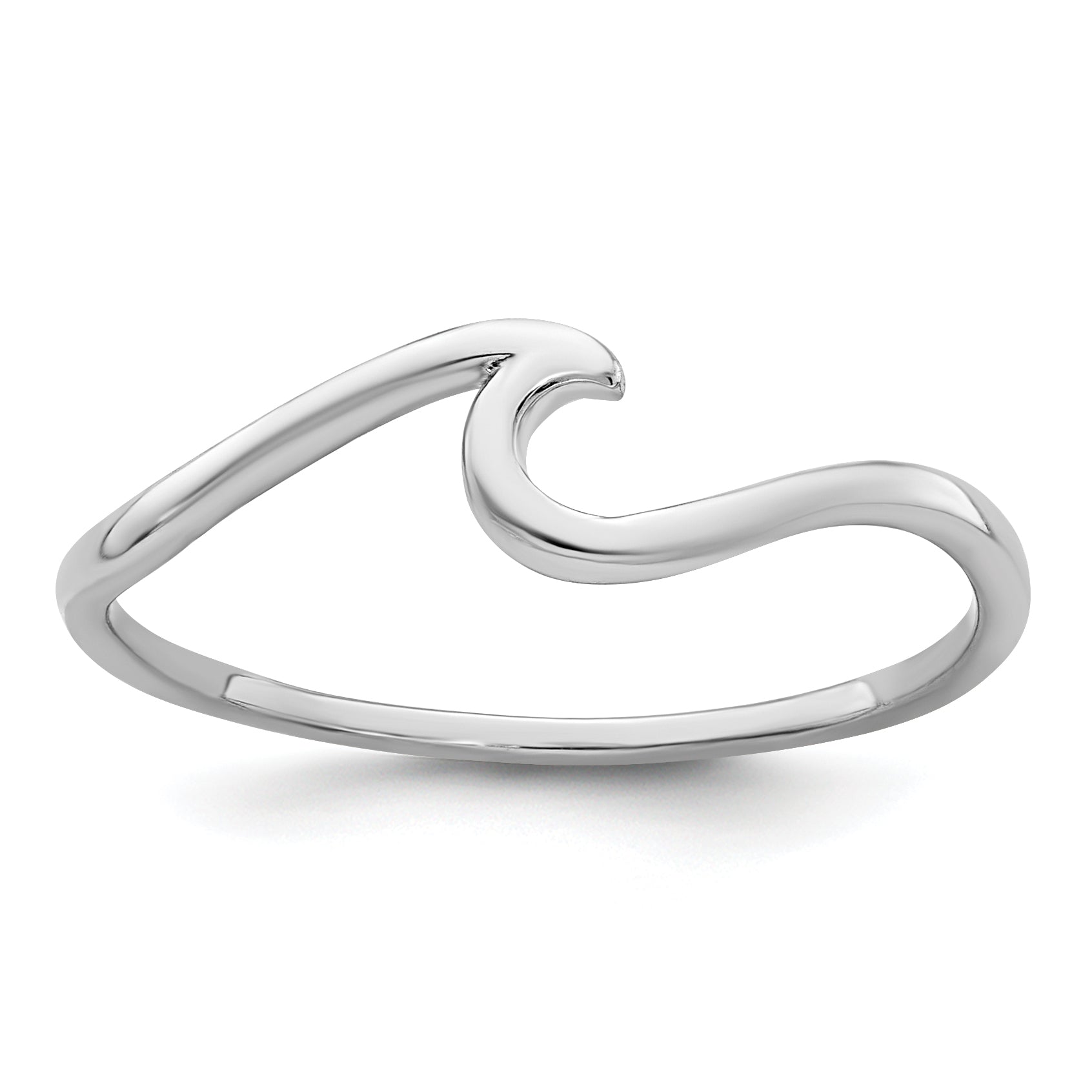 Sterling Silver Rhodium-Plated Polished Wave Ring Main image