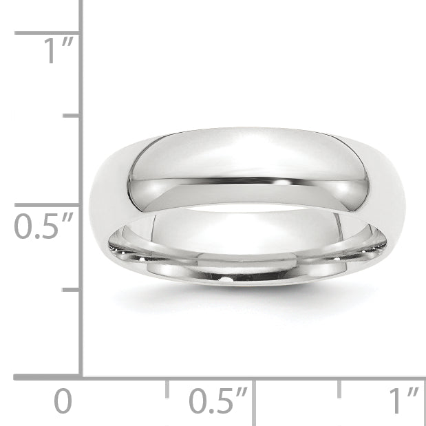 Platinum 6mm Lightweight Comfort-Fit Wedding Band Size 12