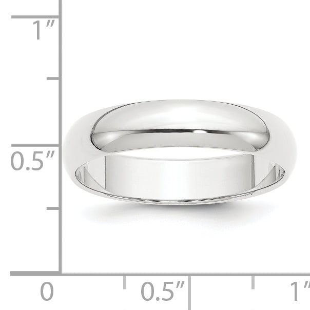 Platinum 5mm Half Round Featherweight Wedding Band Size 12