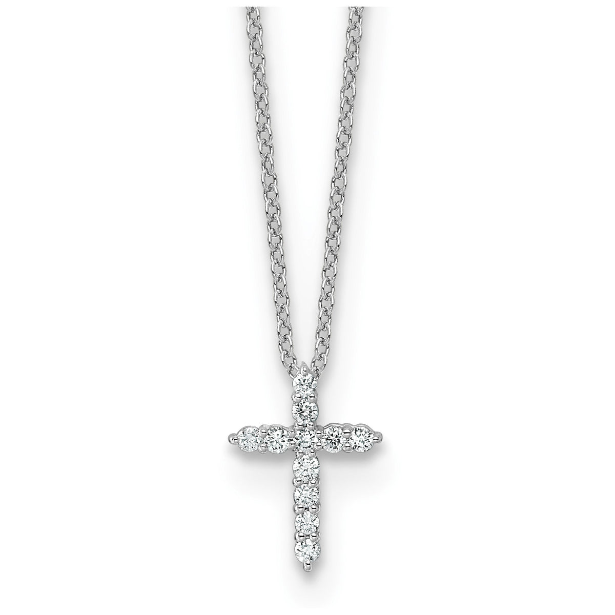 Diamond Cross Necklace in 14K White Gold (1/6 ct. tw.) - Sophia Jewelers Main image