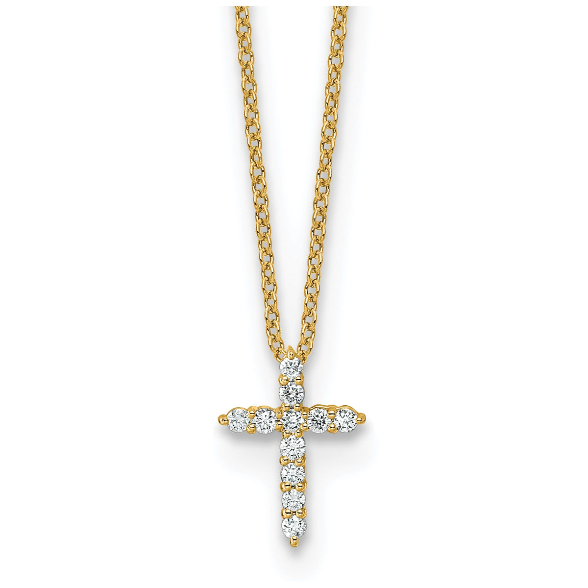 Diamond Cross Necklace in 14K Yellow Gold (1/6 ct. tw.) - Sophia Jewelers Main image