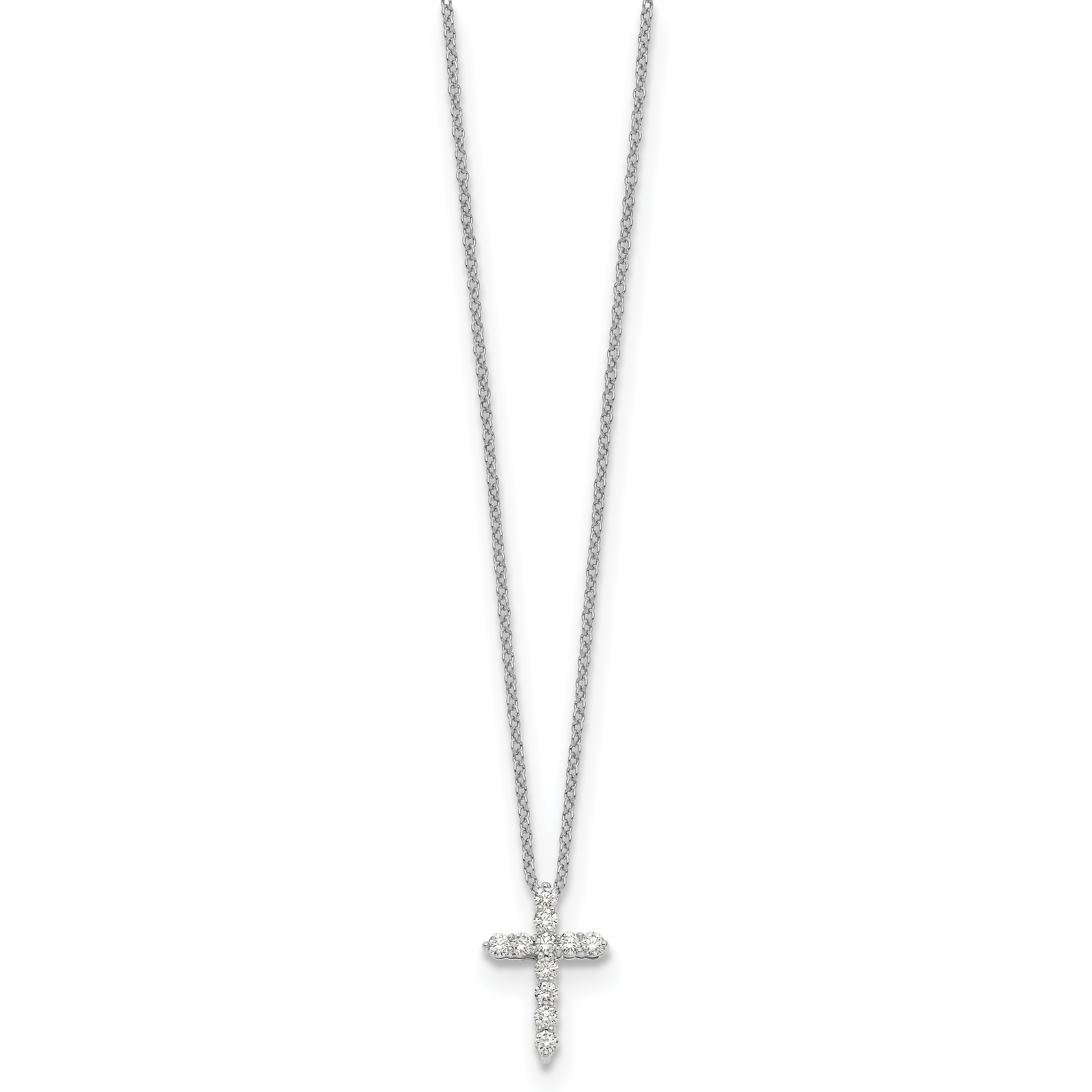 14k White Gold 1/4 carat Lab Grown Diamond VS/SI+ G+ Complete 18 inch Cross Pendant Necklace Secondary image