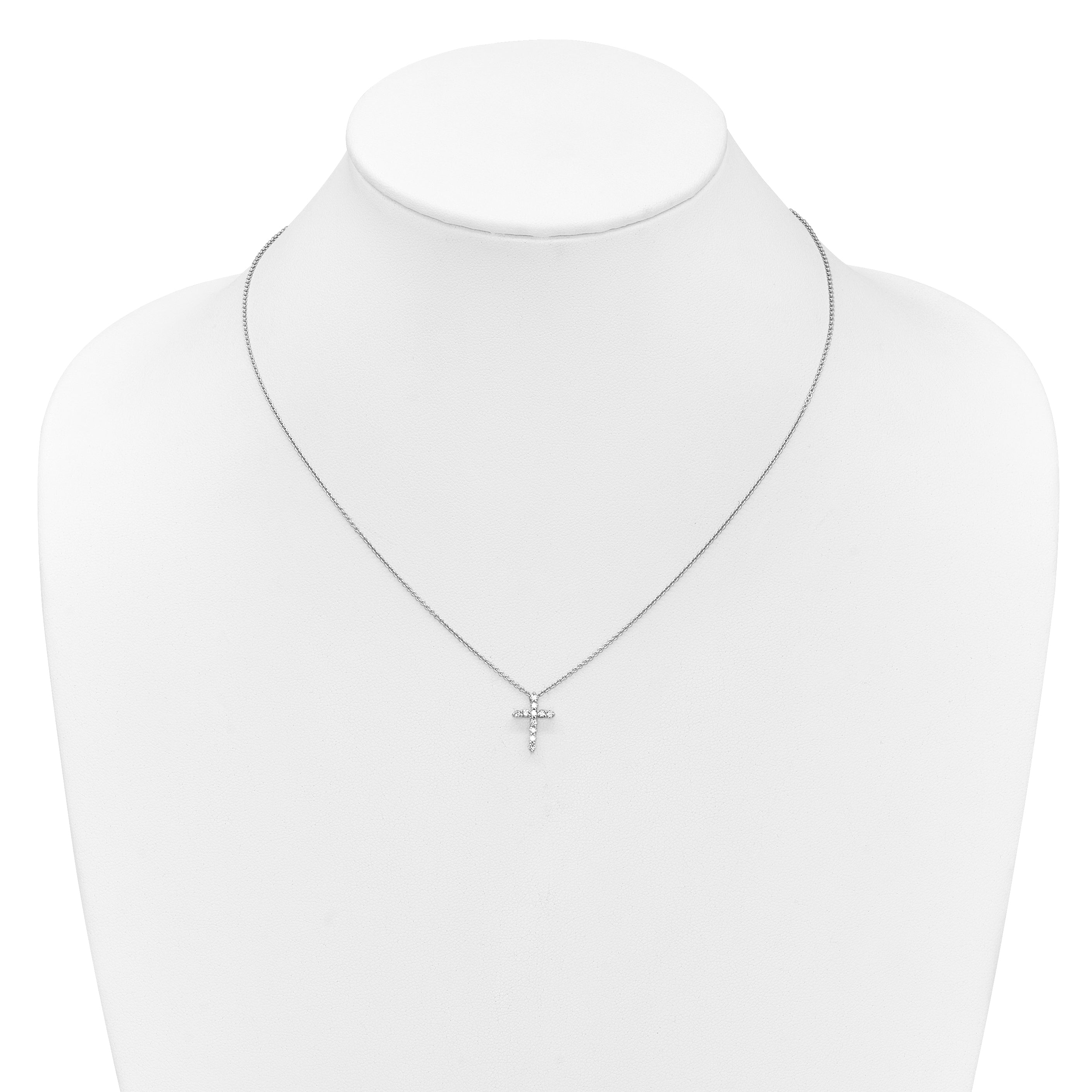 14k White Gold 1/4 carat Lab Grown Diamond VS/SI+ G+ Complete 18 inch Cross Pendant Necklace