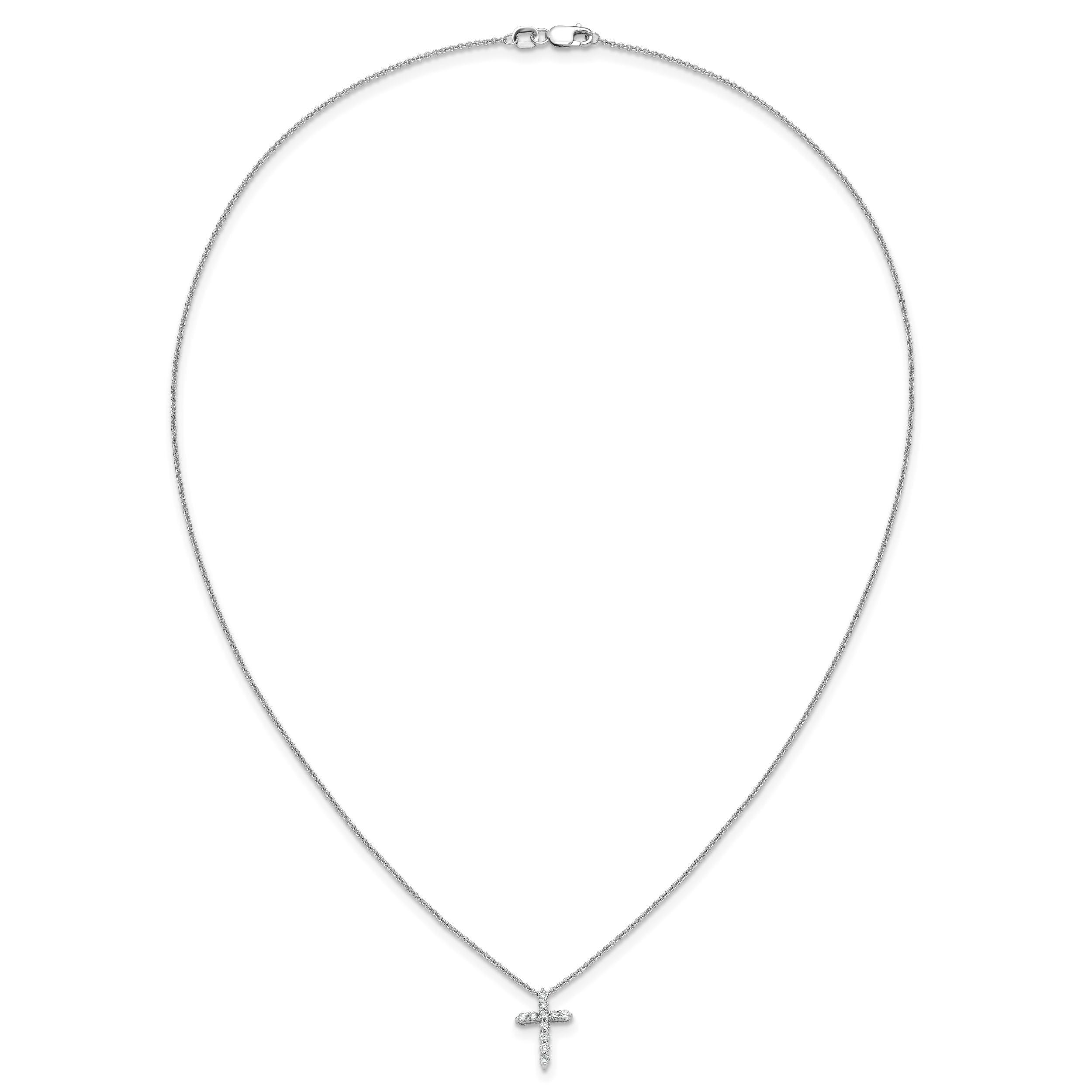 14k White Gold 1/4 carat Lab Grown Diamond VS/SI+ G+ Complete 18 inch Cross Pendant Necklace