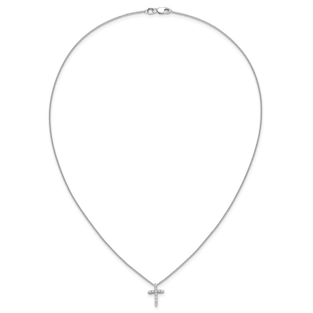 Lab-Grown Diamond Cross Necklace in 14K White Gold (1/4 ct. tw.), 18 Inch - Sophia Jewelers