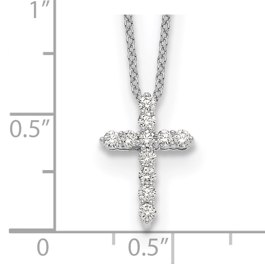 14k White Gold 1/4 carat Lab Grown Diamond VS/SI+ G+ Complete 18 inch Cross Pendant Necklace