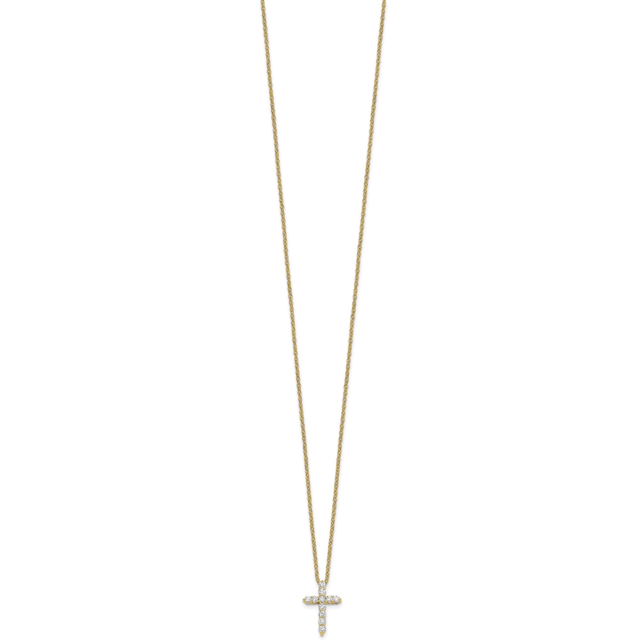 Lab-Grown Diamond Cross Necklace in 14K Yellow Gold (1/4 ct. tw.), 18 Inch Secondary image
