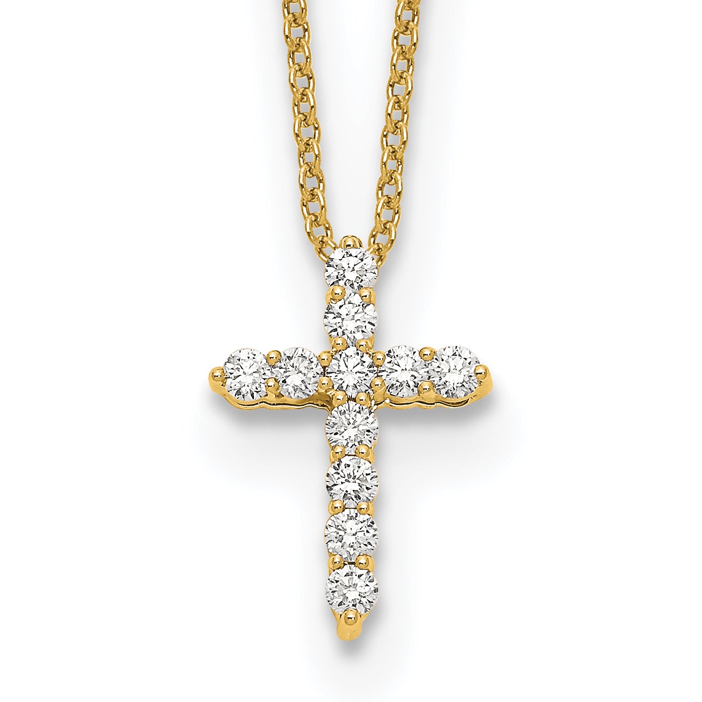 14k 1/4 carat Lab Grown Diamond VS/SI+ G+ Complete 18 inch Cross Necklace Main image