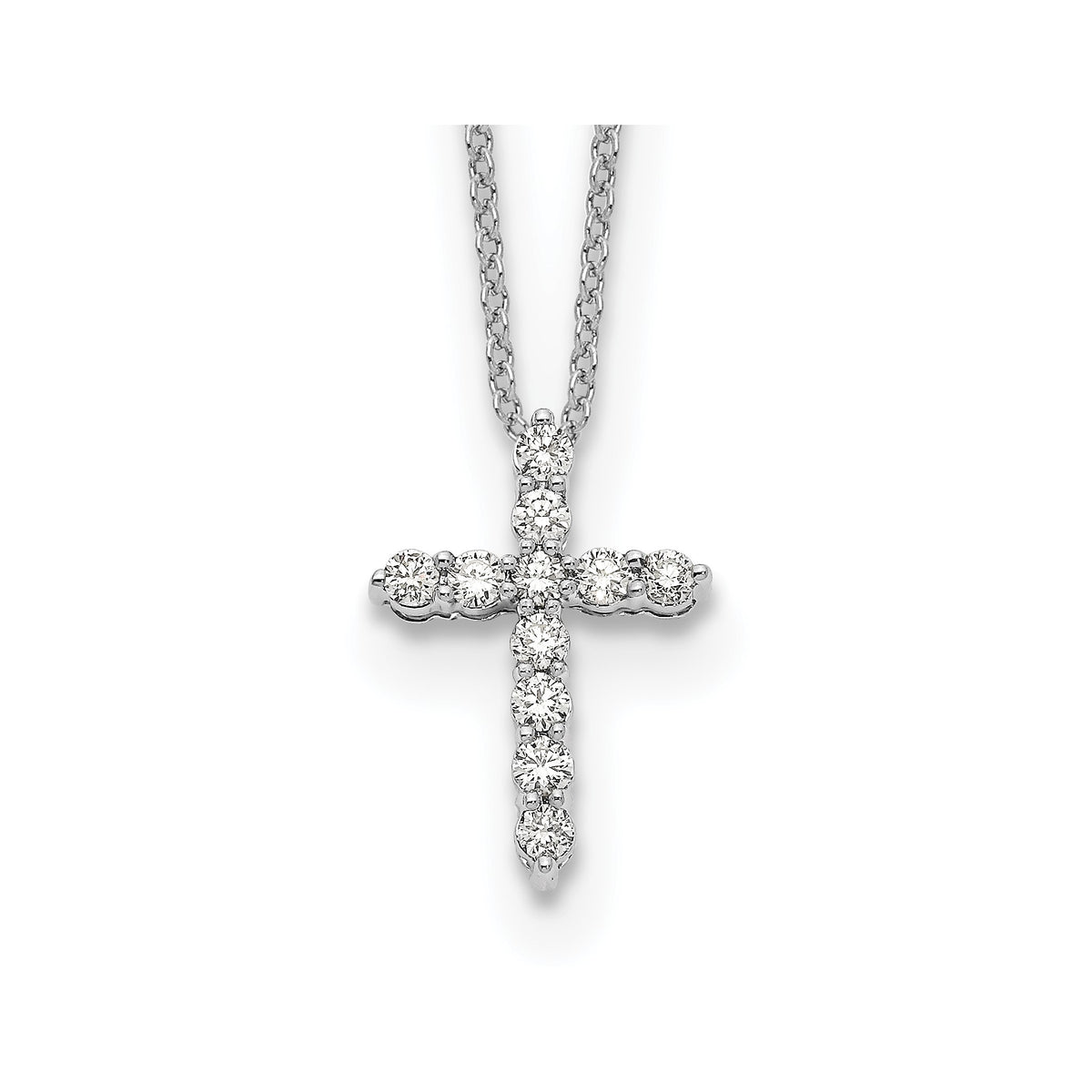 Lab-Grown Diamond Cross Necklace in 14K White Gold (1/3 ct. tw.), 18 Inch - Sophia Jewelers Main image