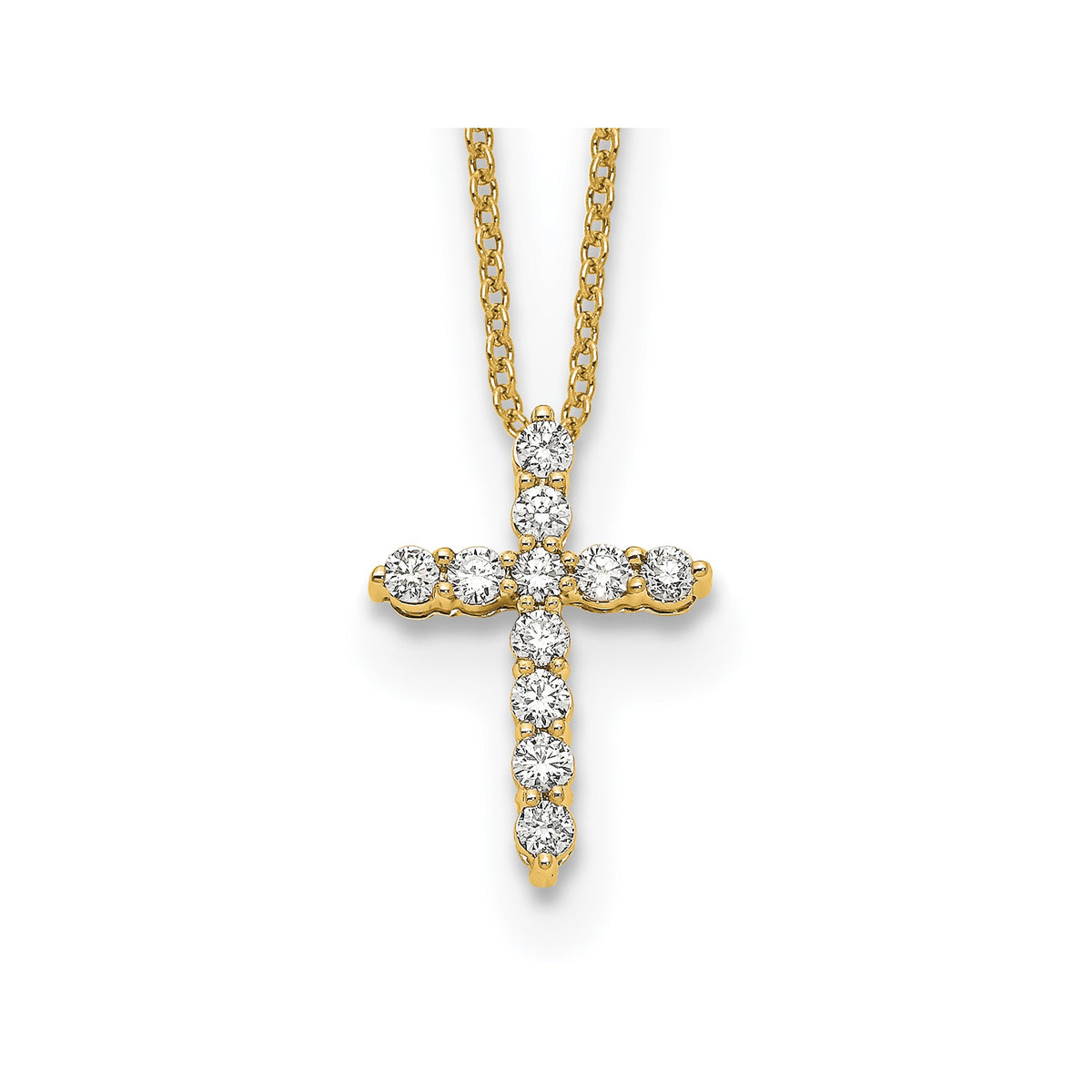 Lab-Grown Diamond Cross Necklace in 14K Yellow Gold (1/3 ct. tw.), 18 Inch - Sophia Jewelers Main image