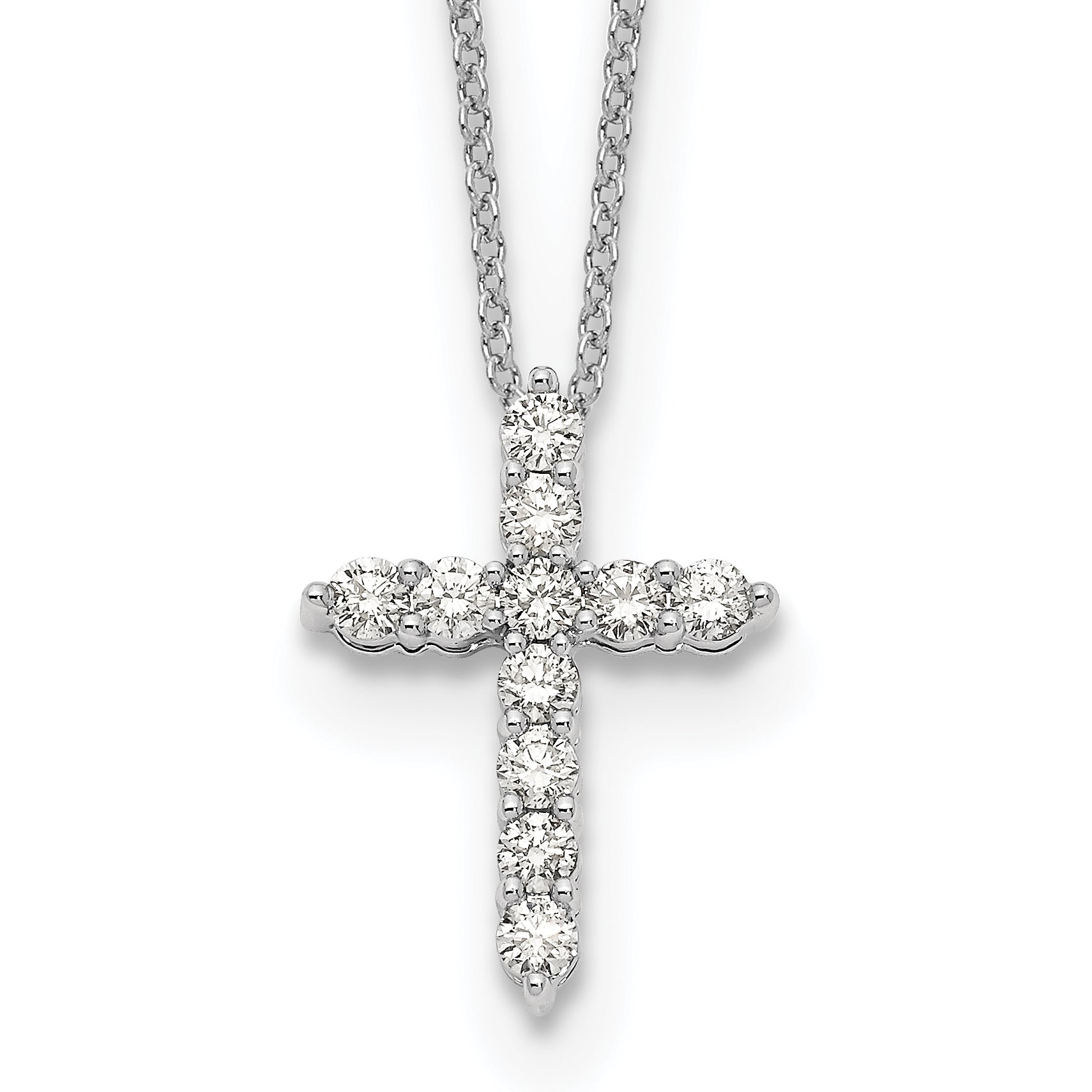 10k White Gold Diamond Cross 18 inch Necklace Main image